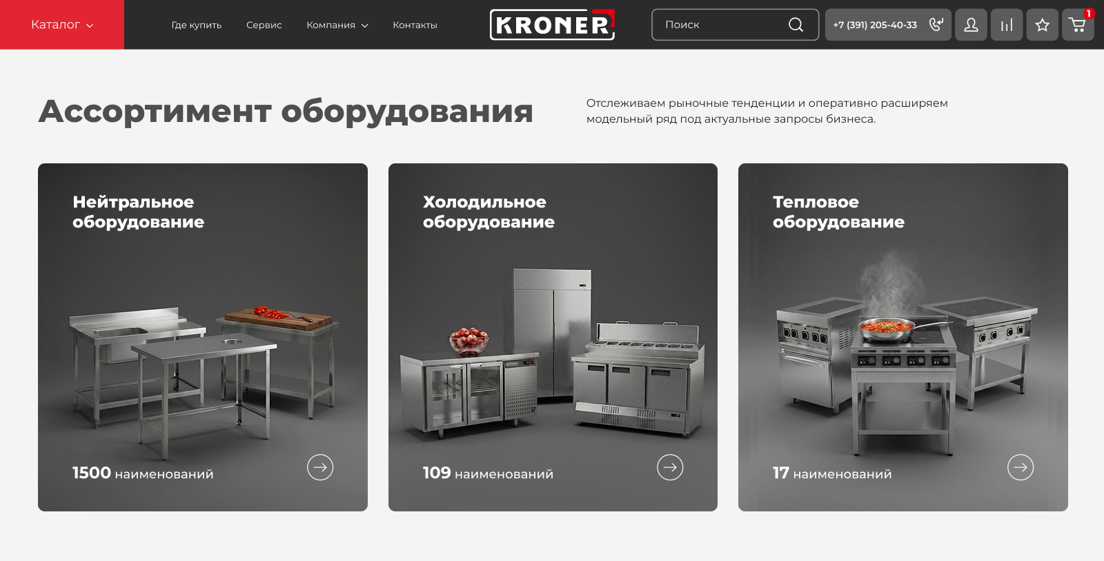 Магазин производителей пищевого оборудования Kroner